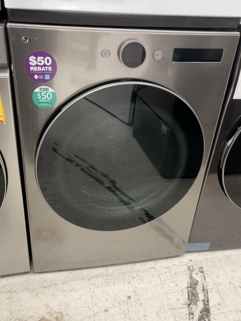 Actual LG DLGX5501V 7.4 Cu. Ft. Smart Gas Dryer with Sensor Dry and Steam in Graphite Steel in the MD Appliances showroom