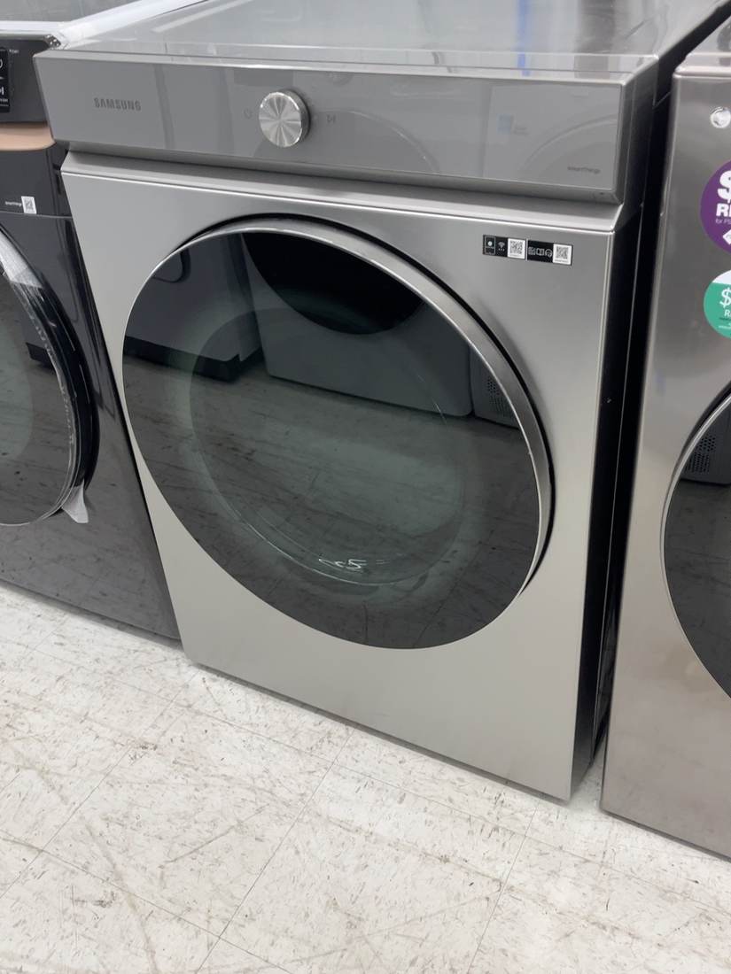 Actual Samsung DVE53BB8900T Bespoke 7.6 Cu. Ft. Smart Electric Dryer in Silver Steel in the MD Appliances showroom