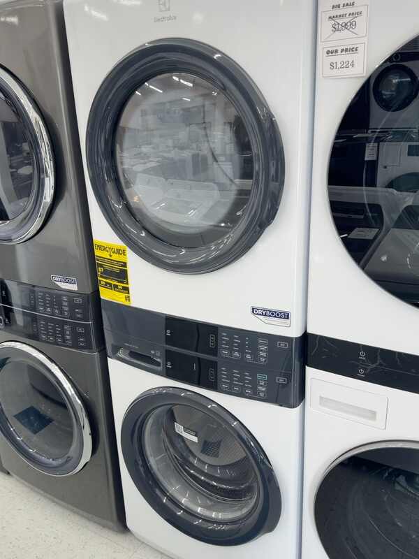 Actual Electrolux ELTE7300AW Laundry Tower with 4.4 Cu. Ft. Washer and 8.0 Cu. Ft. Electric Dryer in White in the MD Appliances showroom