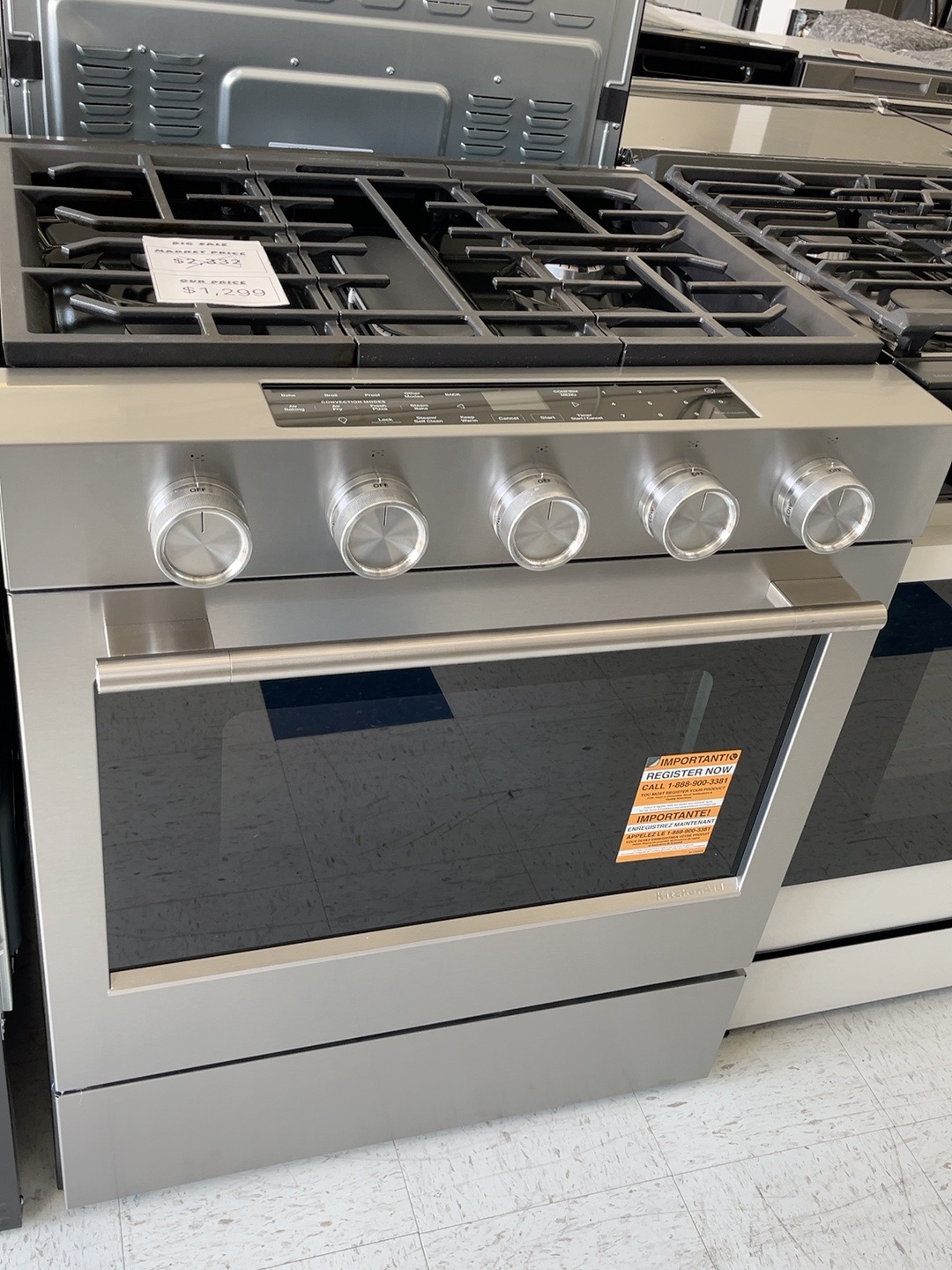 Actual KitchenAid KSGS430SPS0 30 in. Slide-In Gas Range in Stainless Steel in the MD Appliances showroom