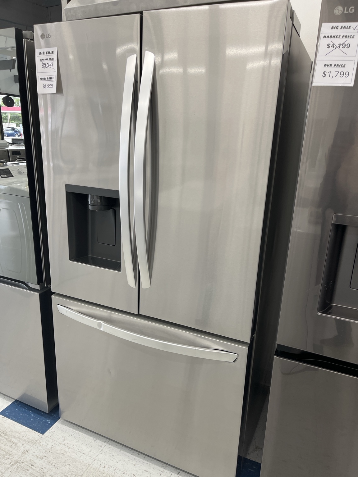 Actual LG LCFC26XSS 26 Cu. Ft. Smart Counter-Depth MAX French-Door Refrigerator in the MD Appliances showroom