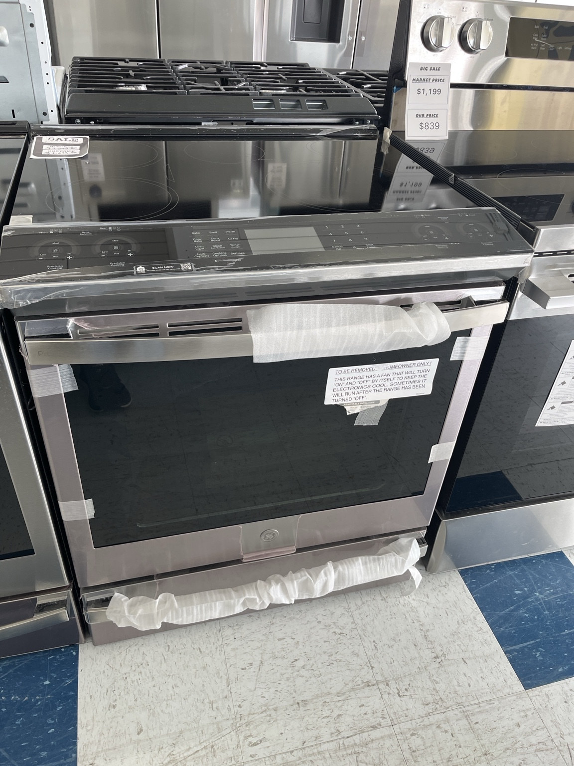 Actual GE Profile PHS930YPFS 30 in. Smart Slide-In Induction Range in the MD Appliances showroom