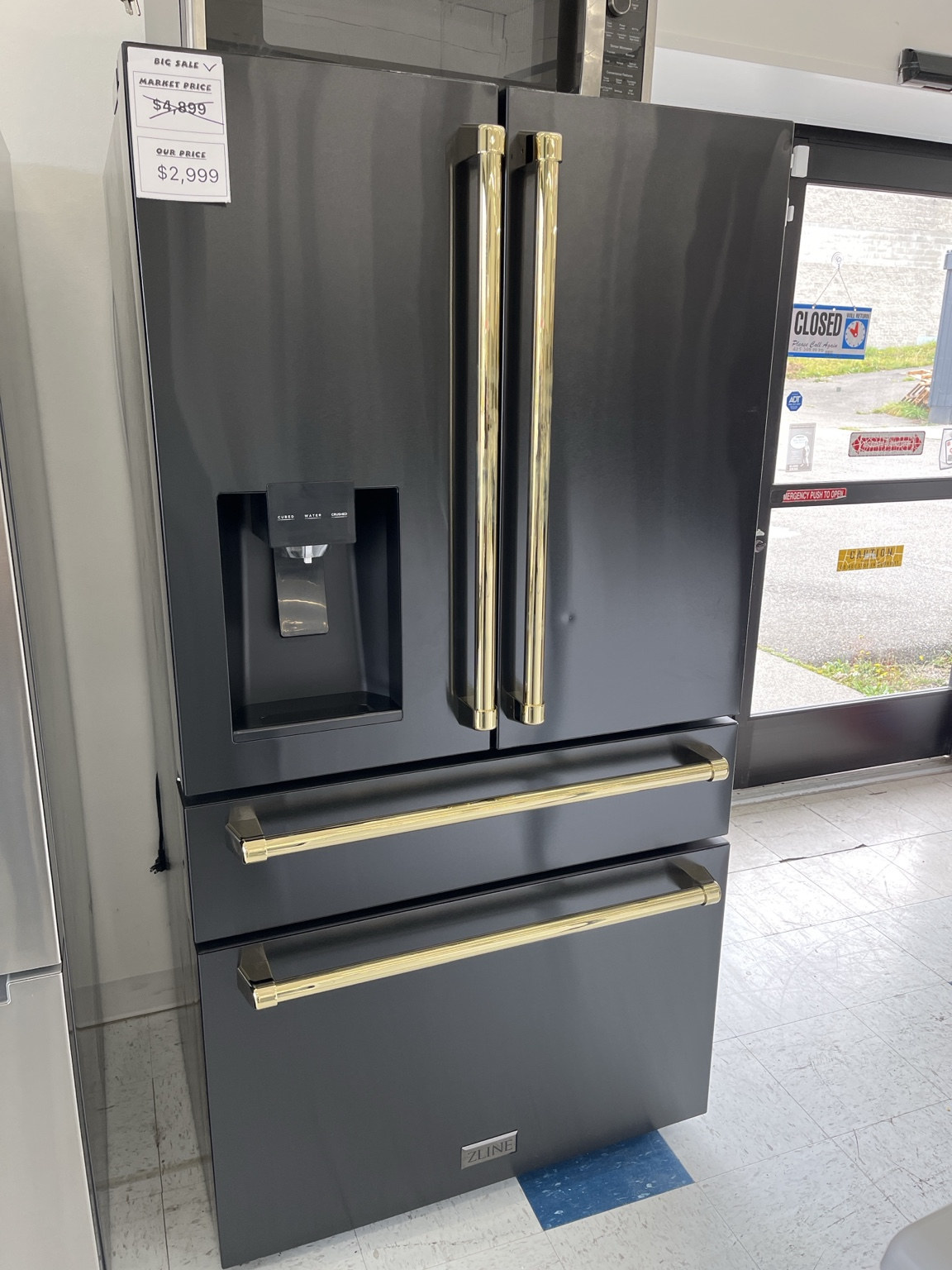 Actual ZLINE RFMW36BS 36-Inch 21.6 Cu. Ft. Counter-Depth French-Door Refrigerator in the MD Appliances showroom