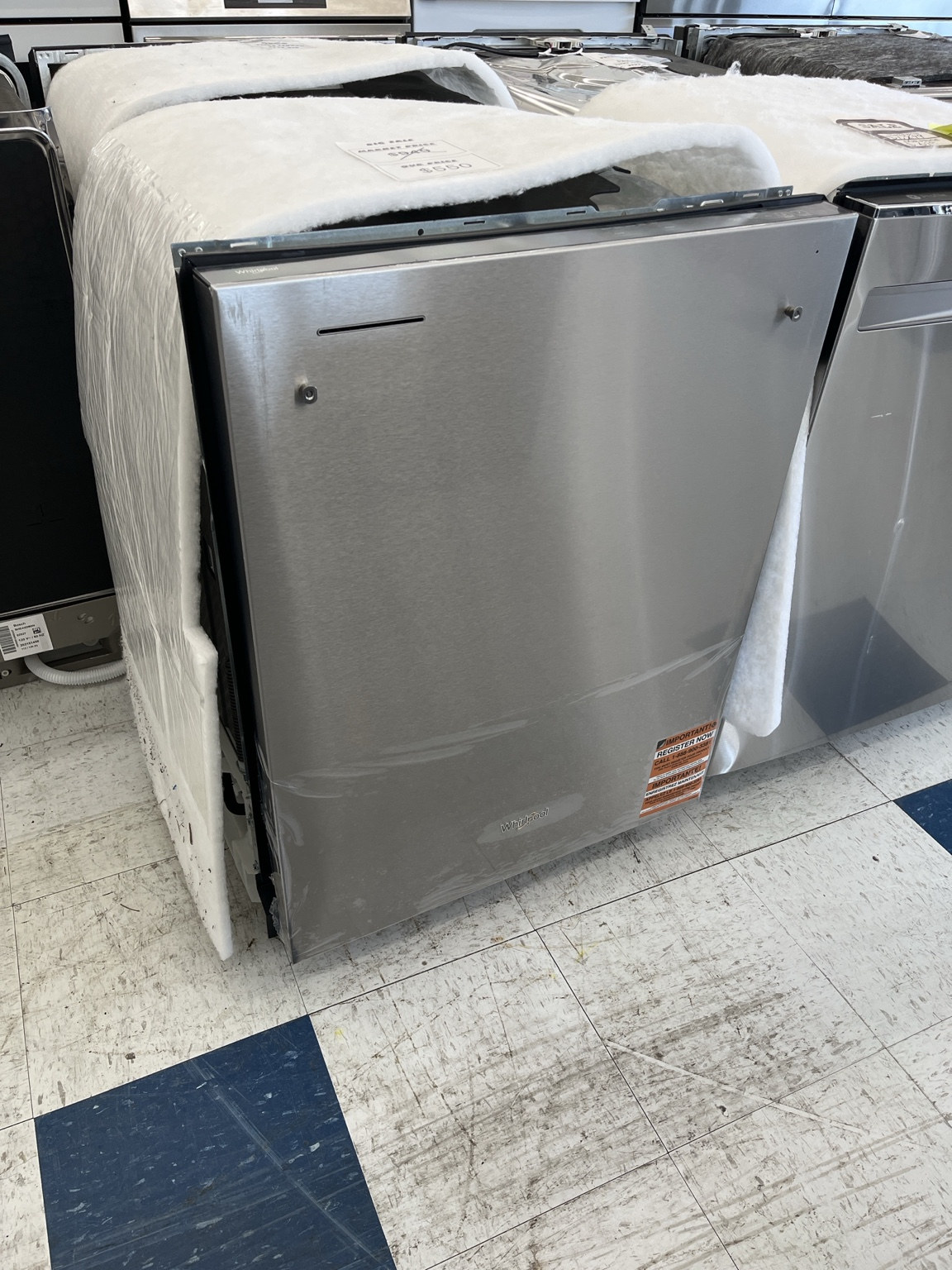 Actual Whirlpool 24-Inch Top Control Dishwasher with Third Rack – No Scratches or Dents — Unit 2 – Model WDT750SAKZ4 in the MD Appliances showroom